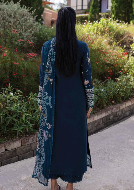Pakistani Qline by Qalamkar Embroidered Lawn Unstitched Three Piece - Bleu