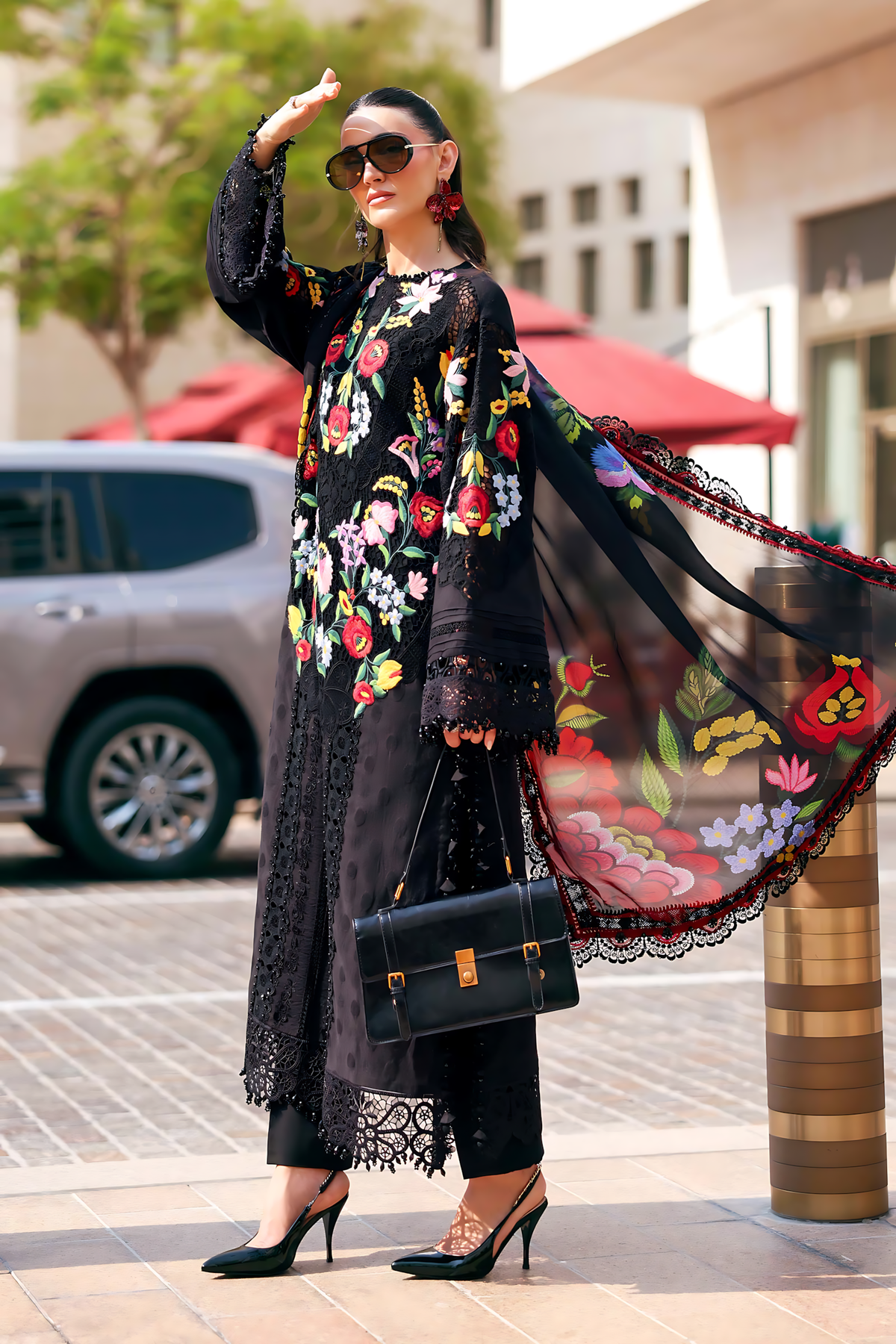 Pakistani Maria B Luxury Lawn Unstitched Three Piece - Black
