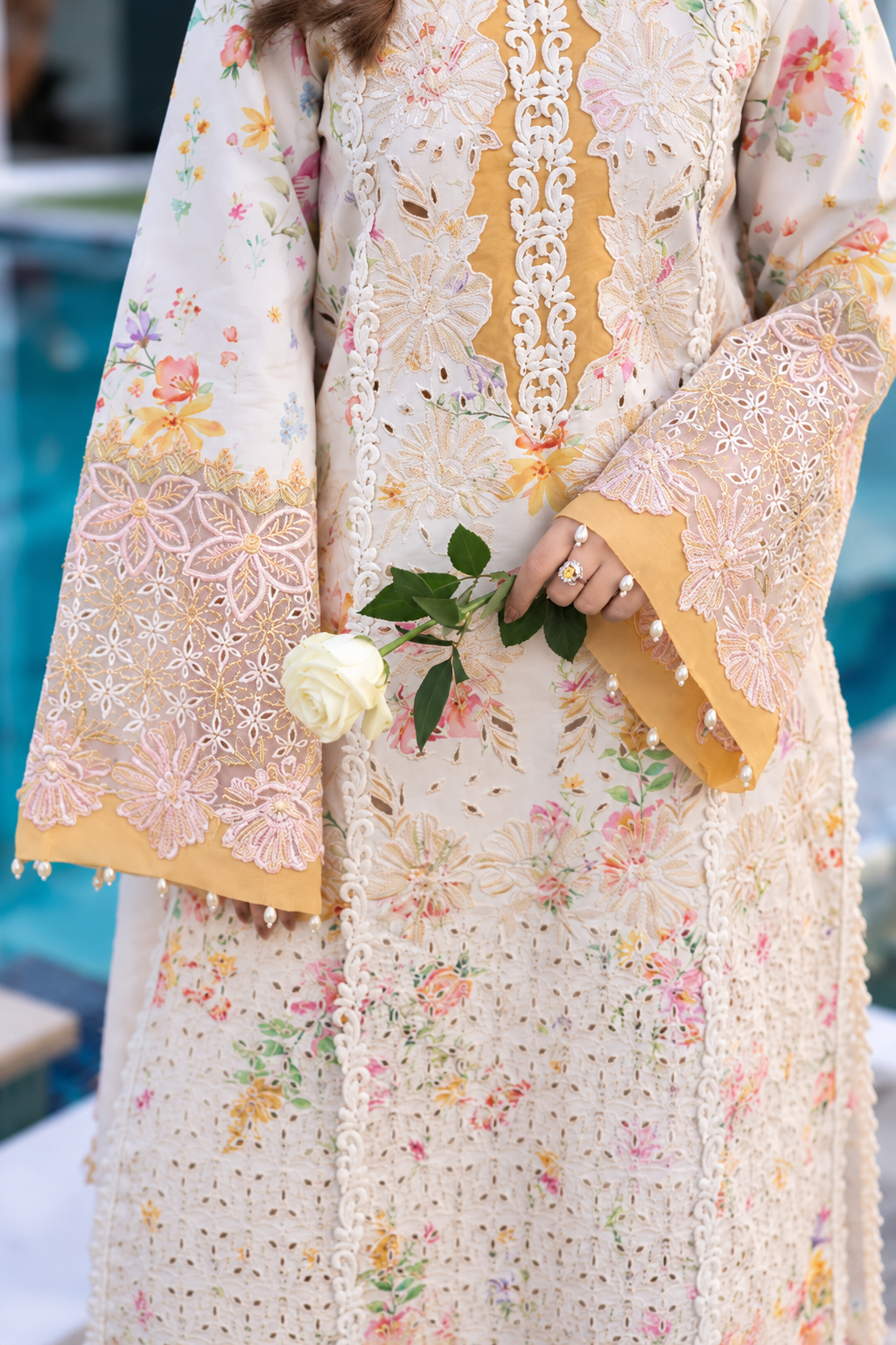 Pakistani Printed Embroidered Lawn Three Piece