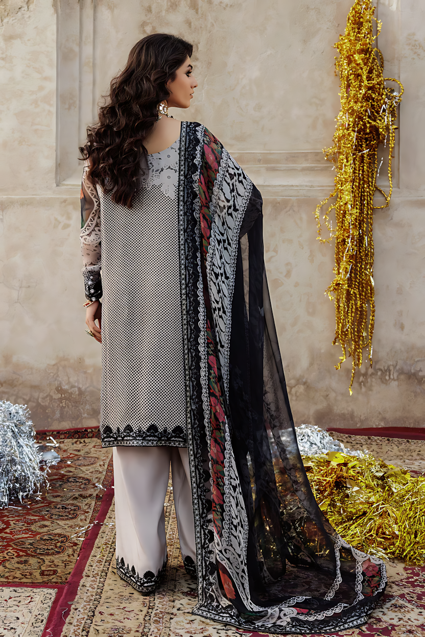 Pakistani Charizma Vasal Embroidered Unstitched Three Piece - Smoky Grey