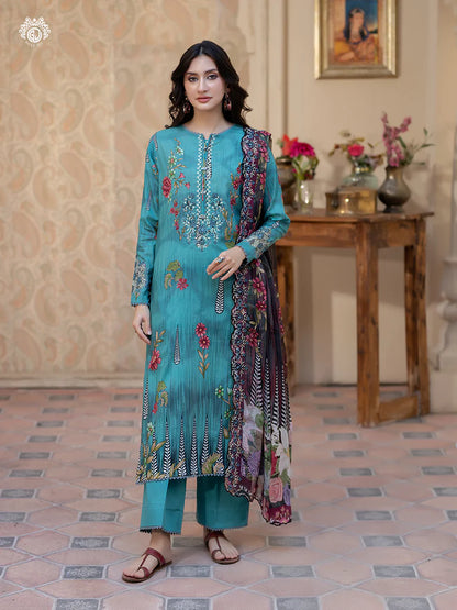 Pakistani Rang Pasand by Gulljee Digital Printed Lawn Unstitched Three Piece - Hippie Blue