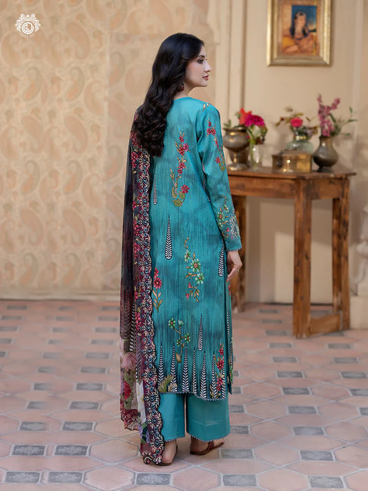 Pakistani Rang Pasand by Gulljee Digital Printed Lawn Unstitched Three Piece - Hippie Blue
