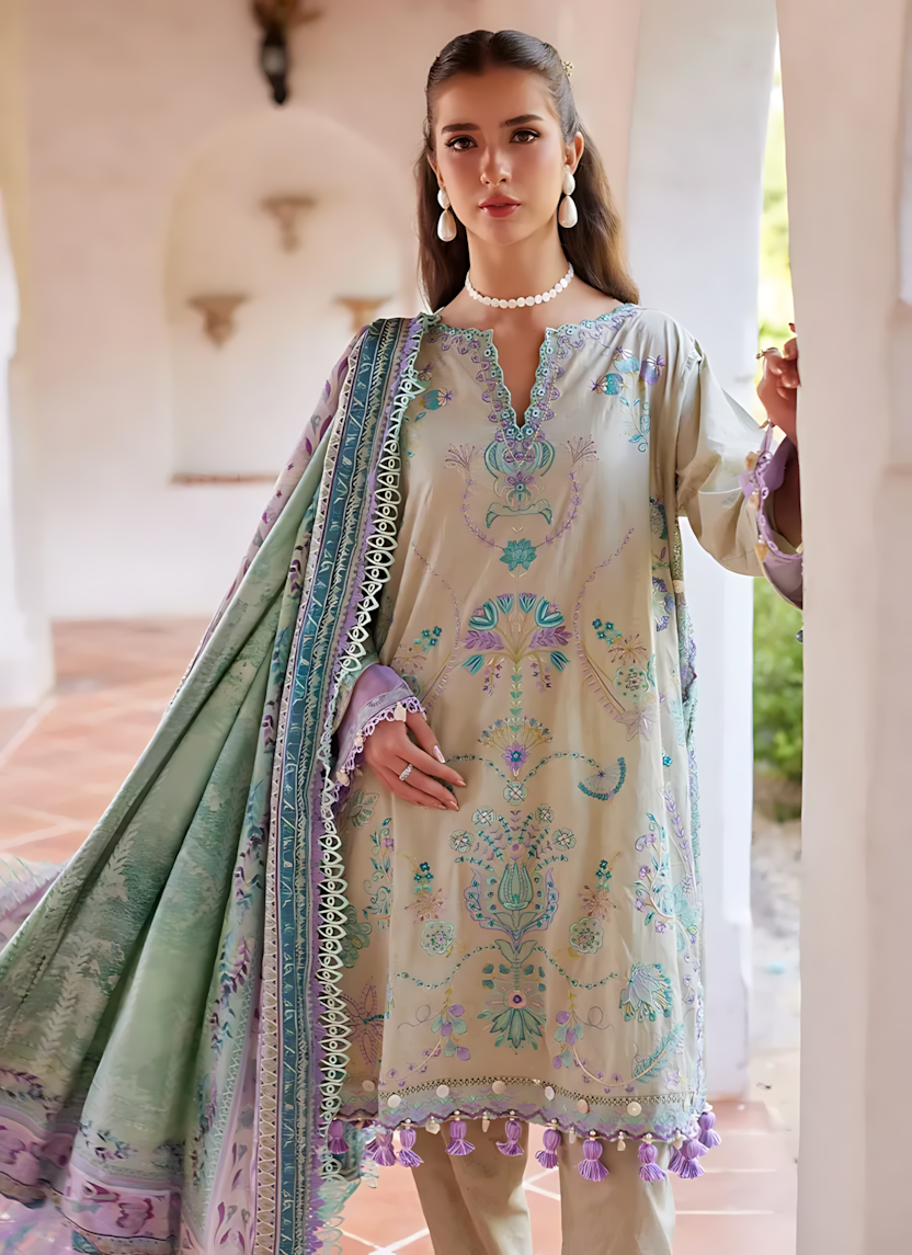 Pakistani Farah Talib Aziz Lawn Unstitched Three Piece - Sandrift
