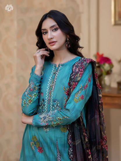 Pakistani Rang Pasand by Gulljee Digital Printed Lawn Unstitched Three Piece - Hippie Blue