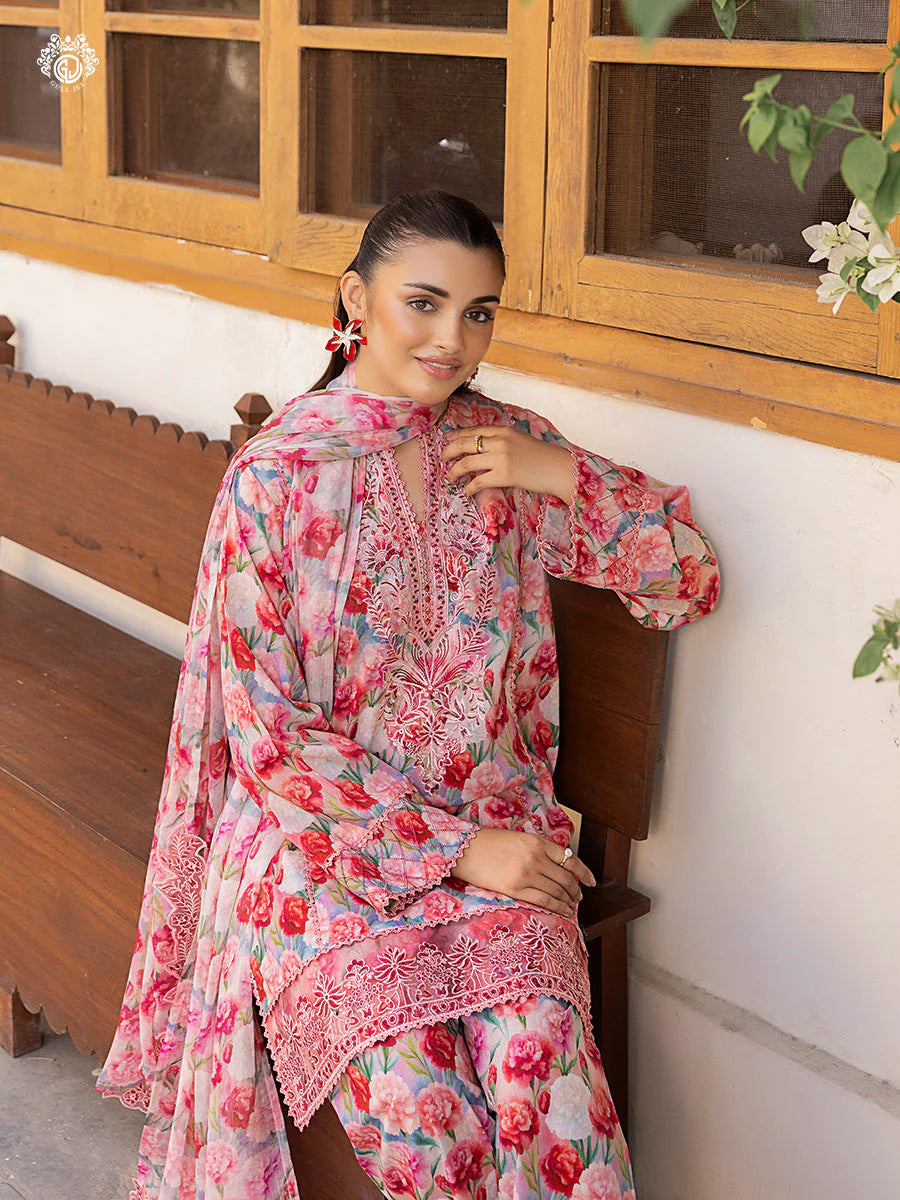 Pakistani Ziva by Gulljee Floral Printed Lawn Unstitched Three Piece - Blossom