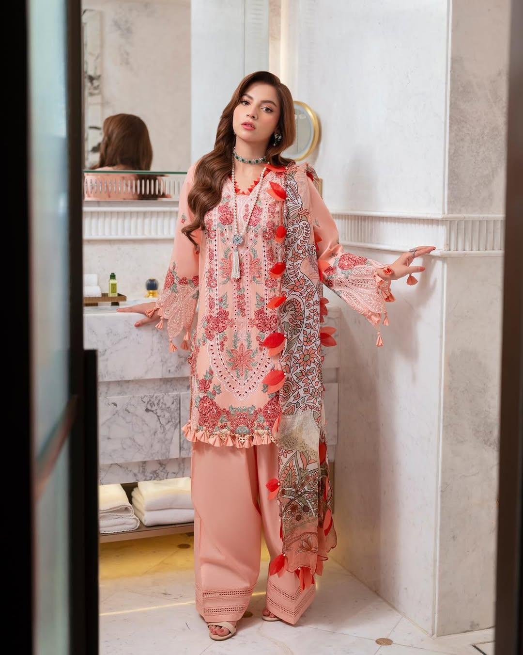 Pakistani Jade Ombre Starlet Unstitched Three Piece - Petite Orchid