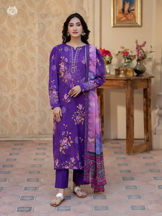 Pakistani Rang Pasand by Gulljee Digital Printed Lawn Unstitched Three Piece - Purple