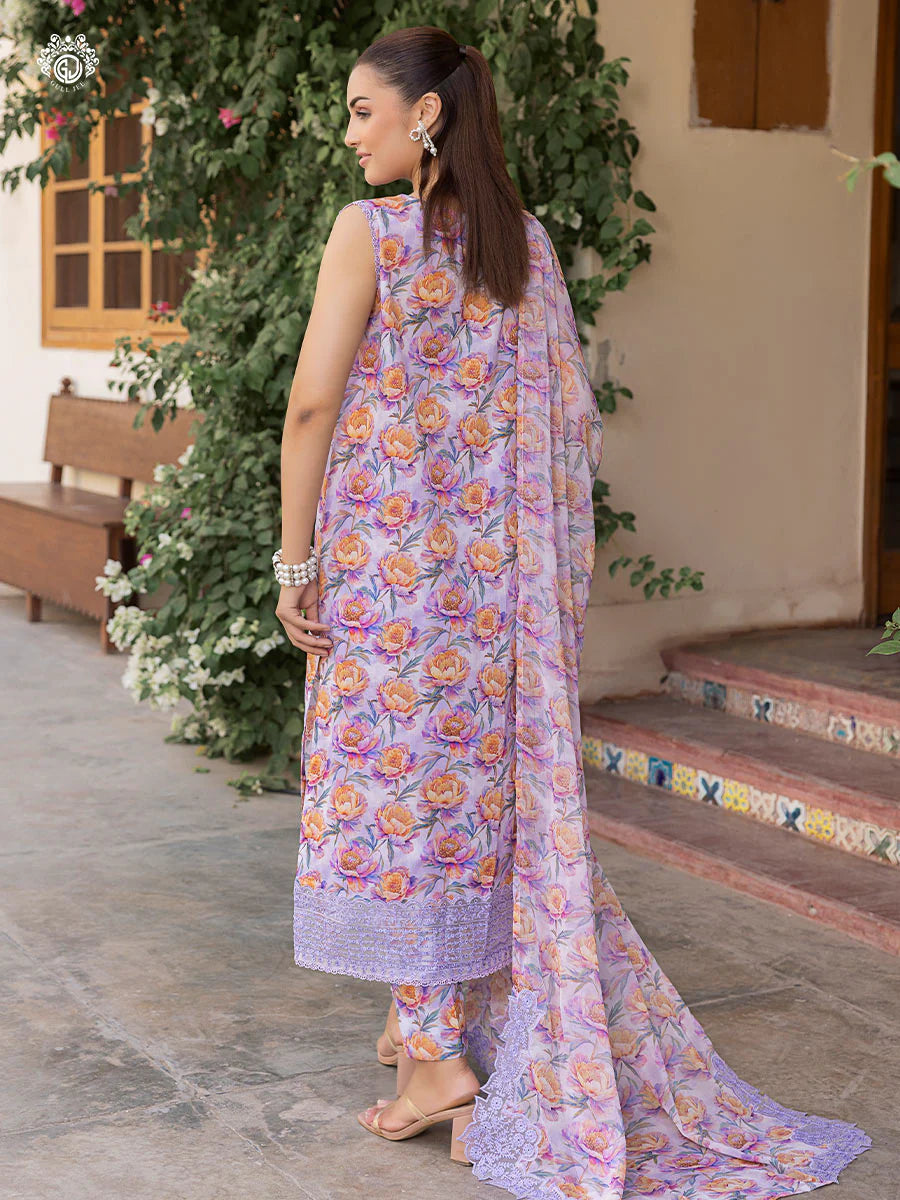 Pakistani Ziva by Gulljee Floral Printed Lawn Unstitched Three Piece - Martini