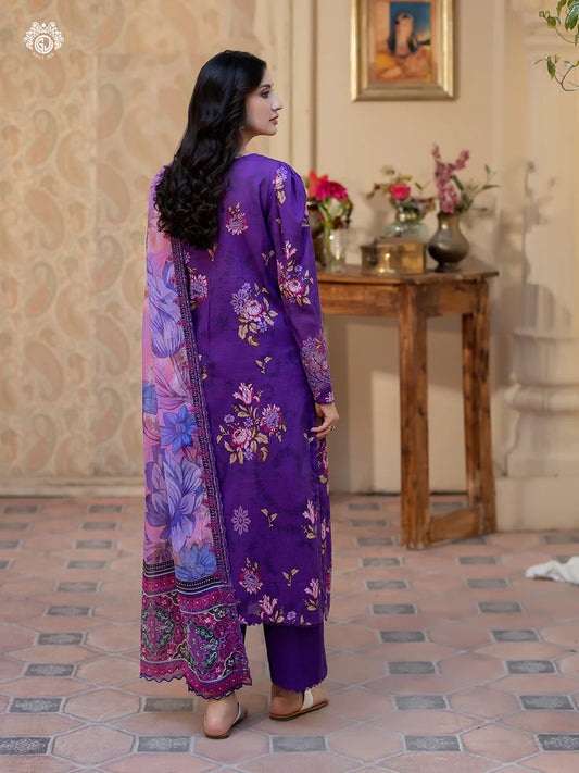 Pakistani Rang Pasand by Gulljee Digital Printed Lawn Unstitched Three Piece - Purple