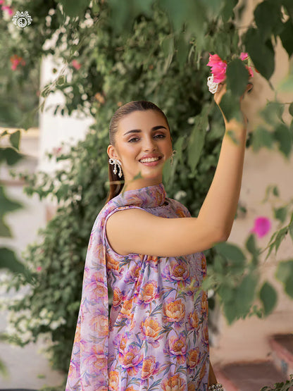 Pakistani Ziva by Gulljee Floral Printed Lawn Unstitched Three Piece - Martini
