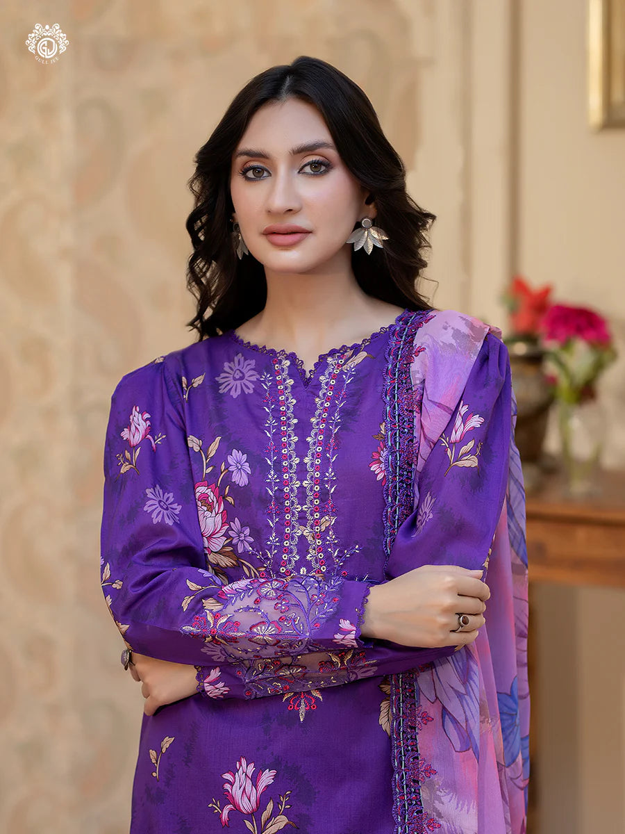 Pakistani Rang Pasand by Gulljee Digital Printed Lawn Unstitched Three Piece - Purple