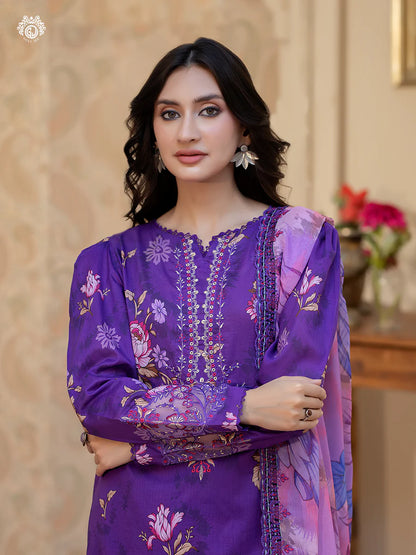 Pakistani Rang Pasand by Gulljee Digital Printed Lawn Unstitched Three Piece - Purple