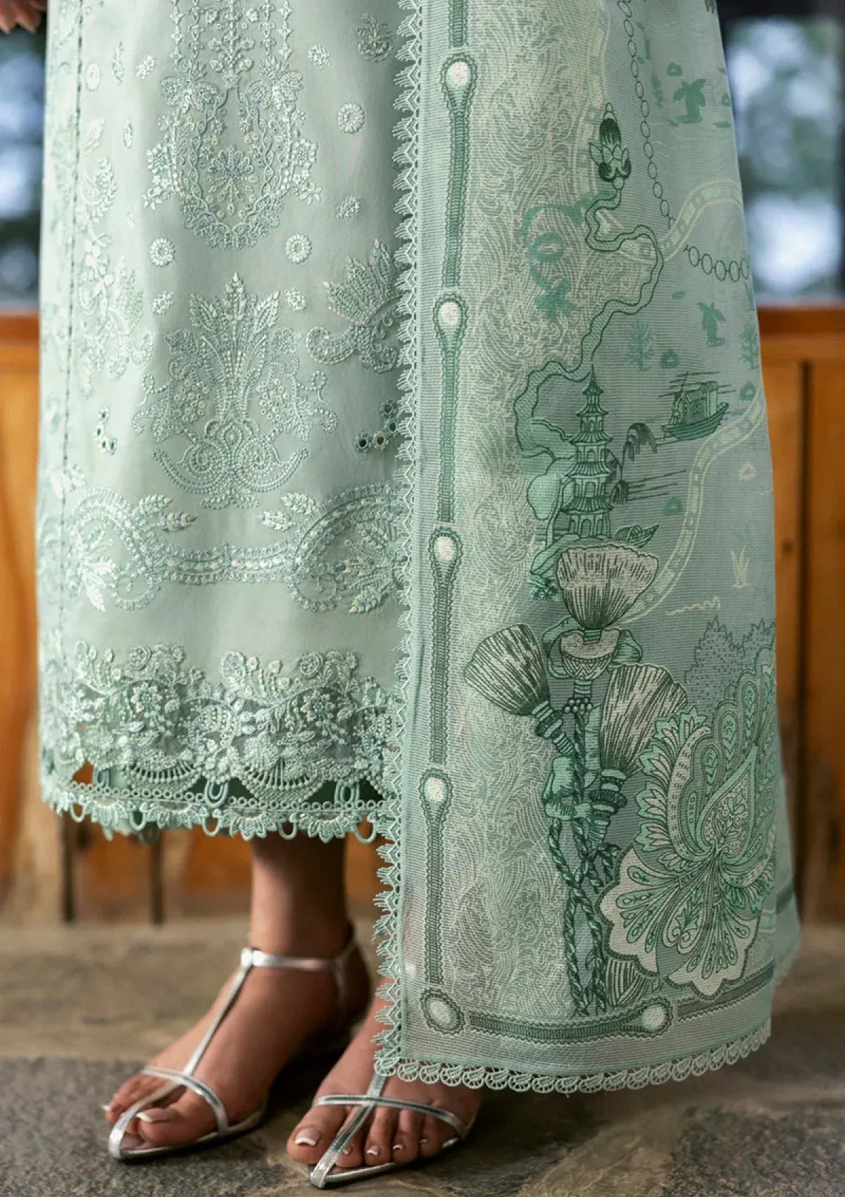Pakistani Qalamkar Chikankari Embroidered Lawn Unstitched Three Piece
