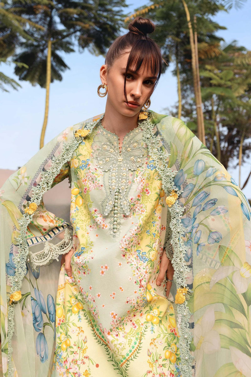 Pakistani M.Print by Maria B Lawn Unstitched Three Piece - Pistachio Green