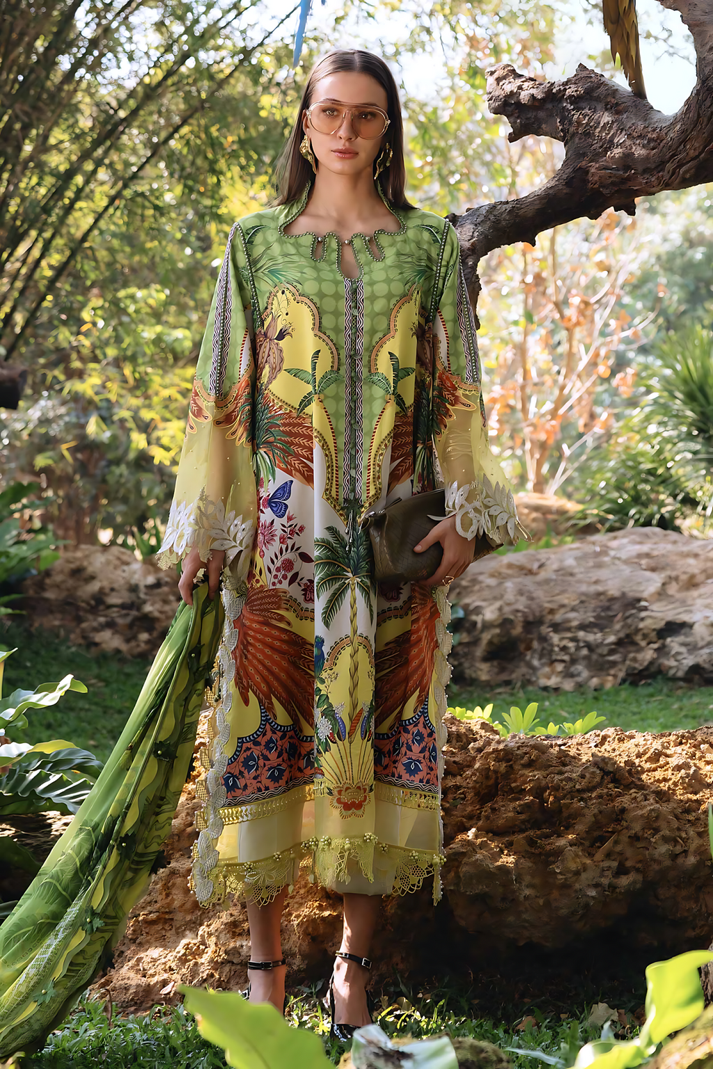 Pakistani M.Print by Maria B Lawn Unstitched Three Piece - Yellow