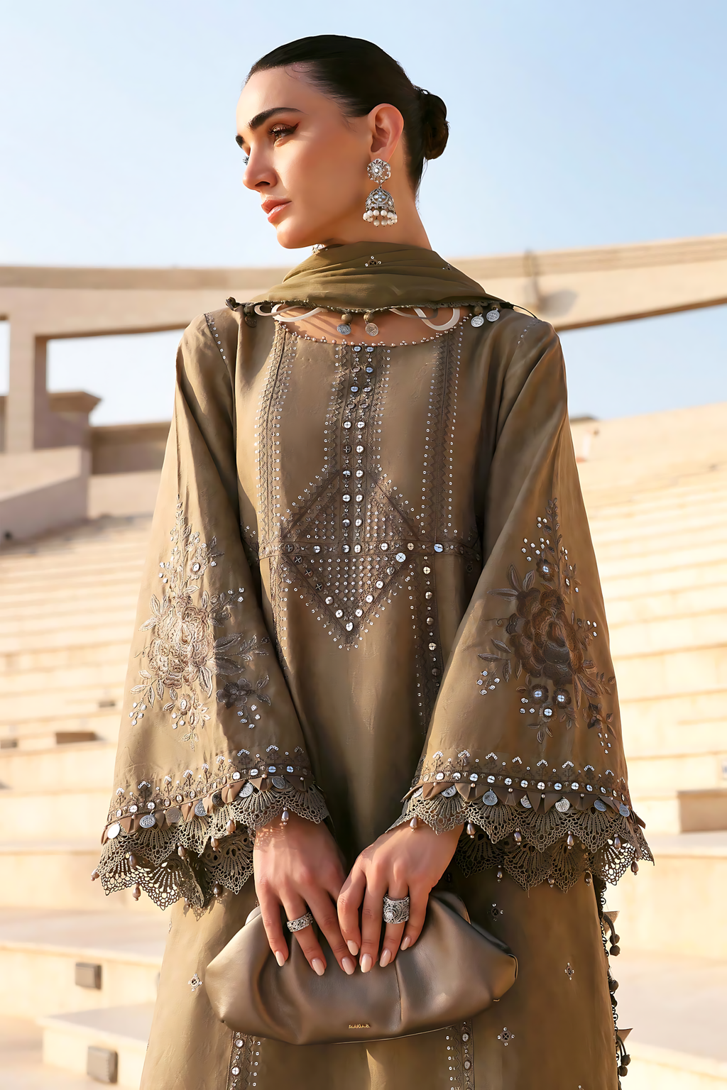 Pakistani Maria B Luxury Lawn Unstitched Three Piece - Old Copper