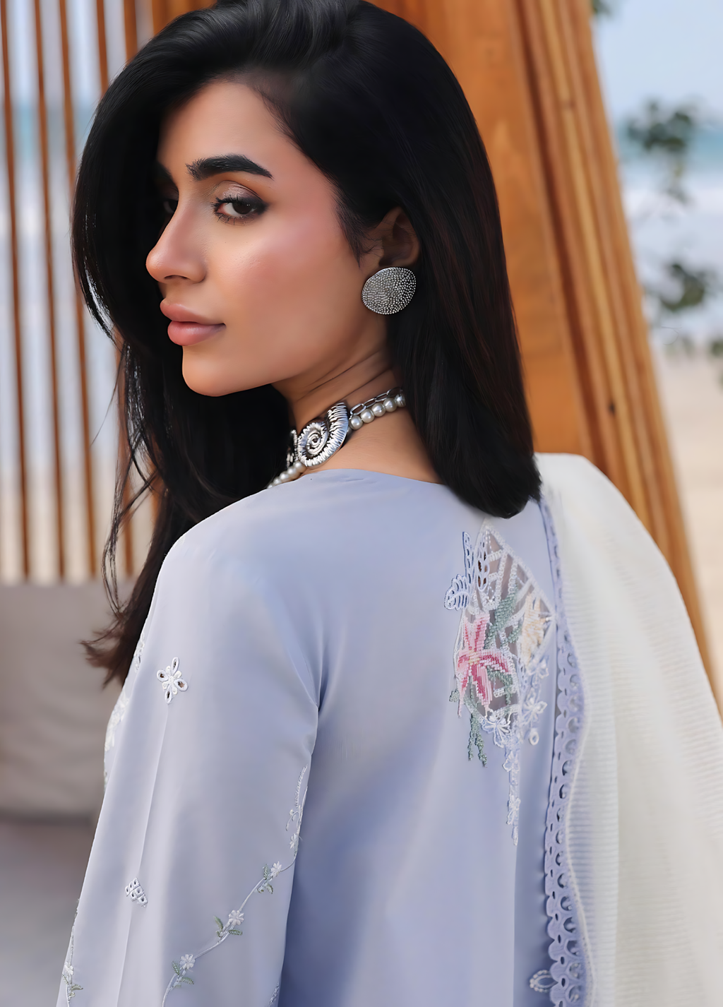 Pakistani Sahil by Qalamkar Lawn Unstitched Three Piece - Sea Mist