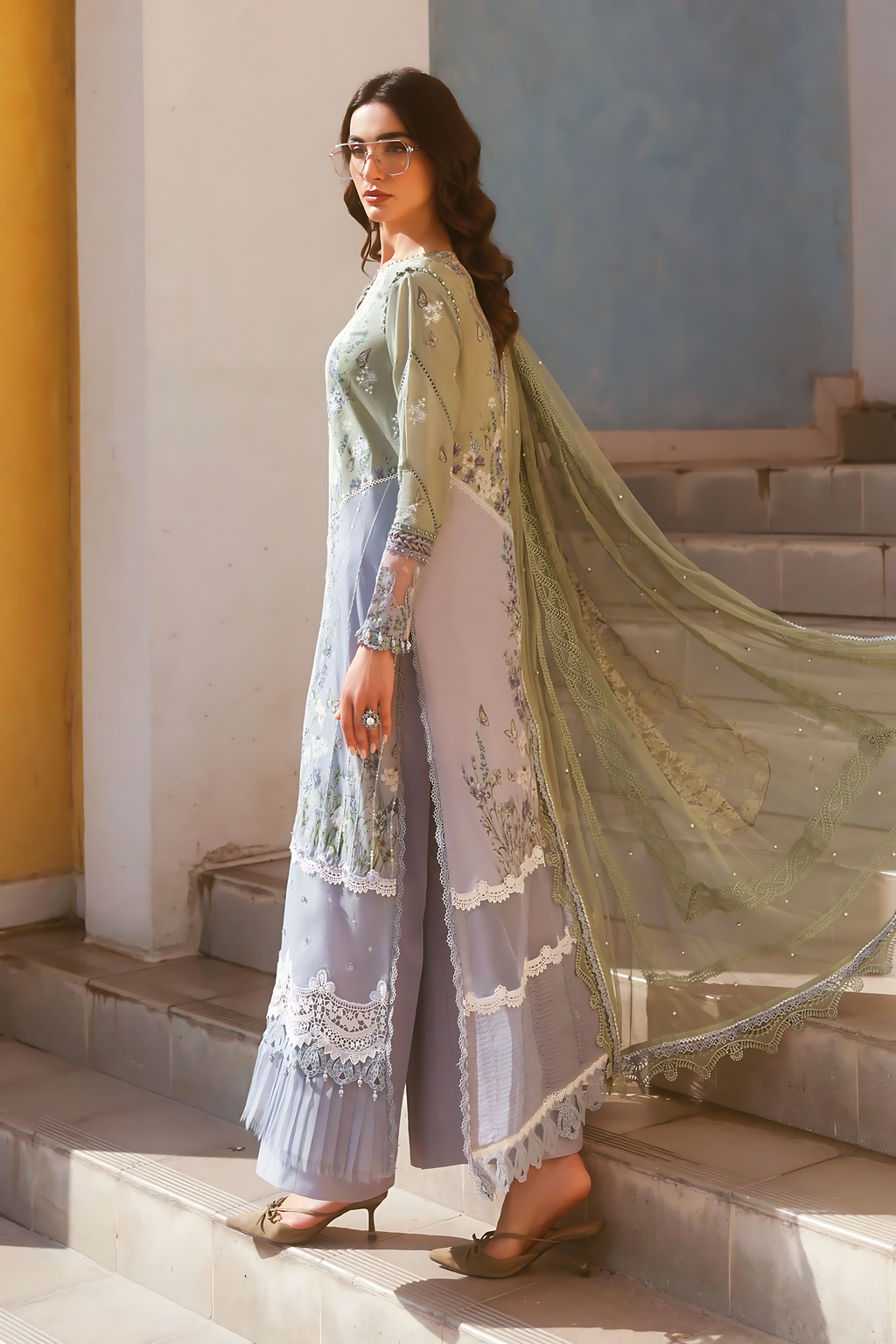 Pakistani Maria B Luxury Lawn Unstitched Three Piece - Sandstone