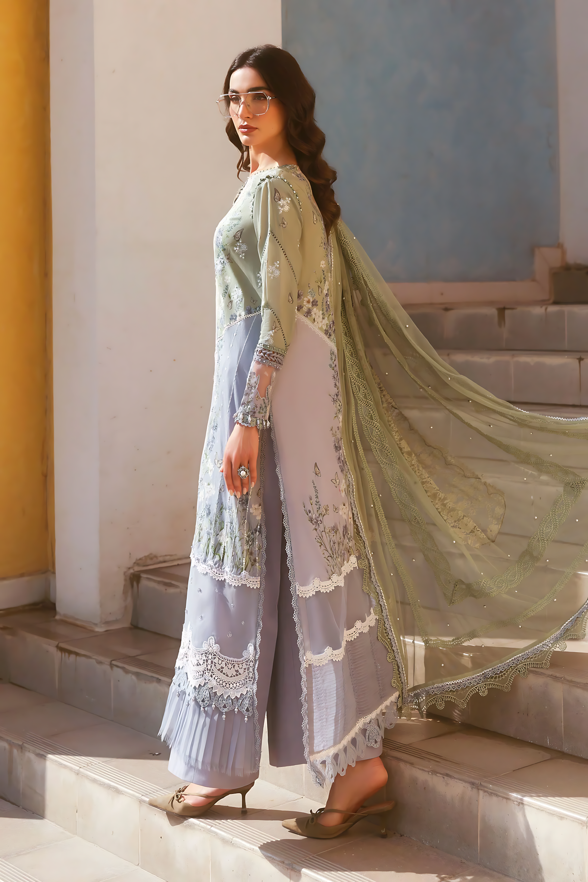 Pakistani Maria B Luxury Lawn Unstitched Three Piece - Sandstone