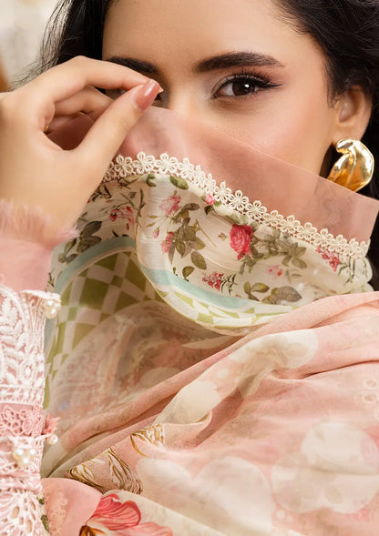 Pakistani Elaf Chikankari Embroidered Lawn Unstitched Three Piece - Forever Blush