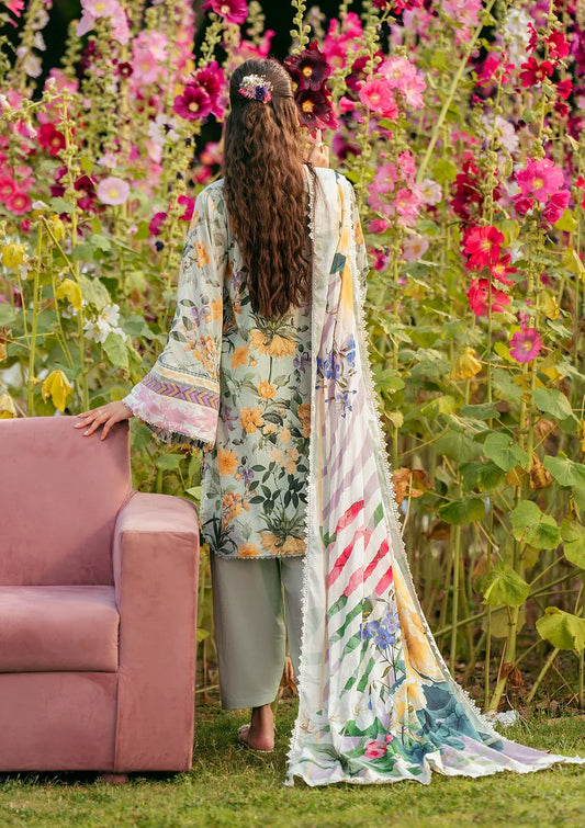 Pakistani Elaf Premium Digital Printed Unstitched Lawn Three Piece - Elaris
