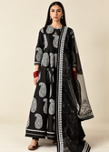 Pakistani Zara Shahjahan Lawn Unstitched Three Piece - Black