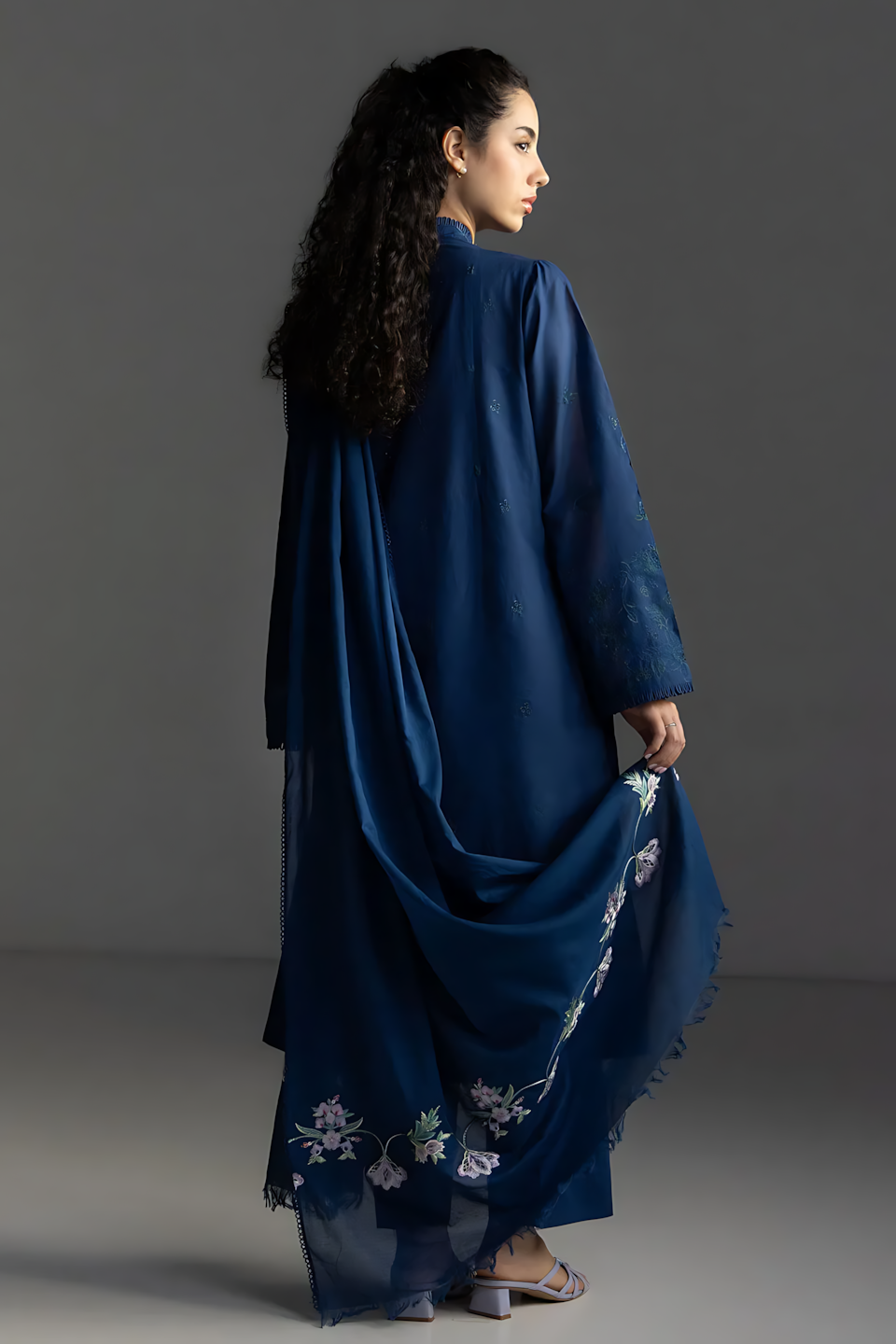 Pakistani Zara Shahjahan Coco Lawn Unstitched Three Piece - Nile Blue