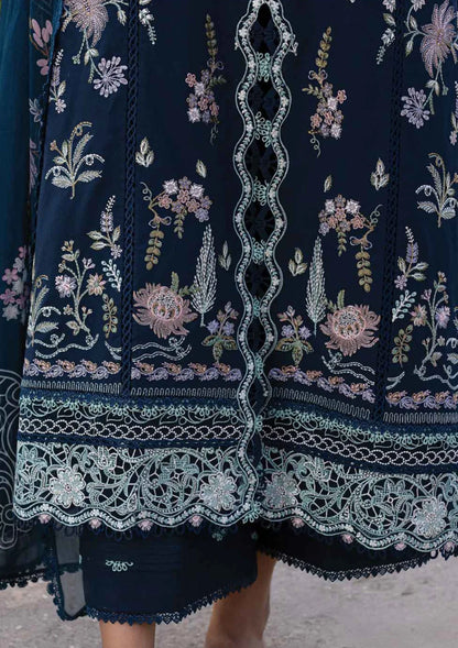 Pakistani Qline by Qalamkar Embroidered Lawn Unstitched Three Piece - Bleu