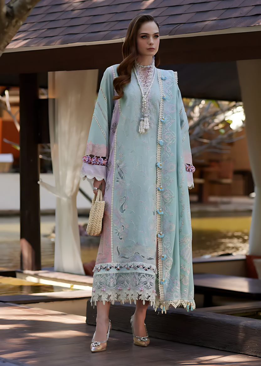 Pakistani Kanwal Malik Ariya Lawn Unstitched Three Piece - Sea Mist