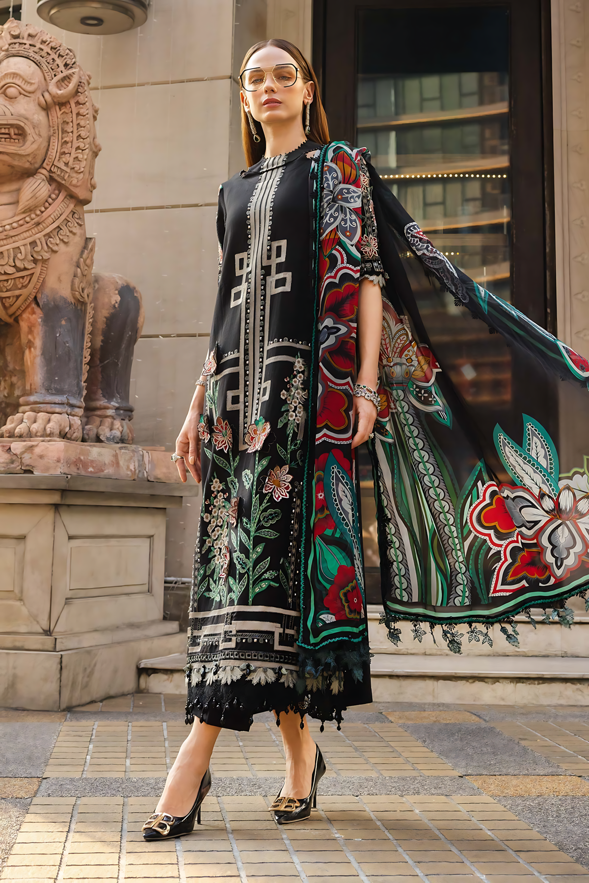 Pakistani Maria B Lawn Unstitched Three Piece - Onyx