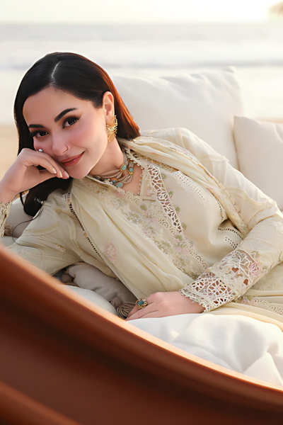 Pakistani Sahil by Qalamkar Lawn Unstitched Three Piece - Desert Sand