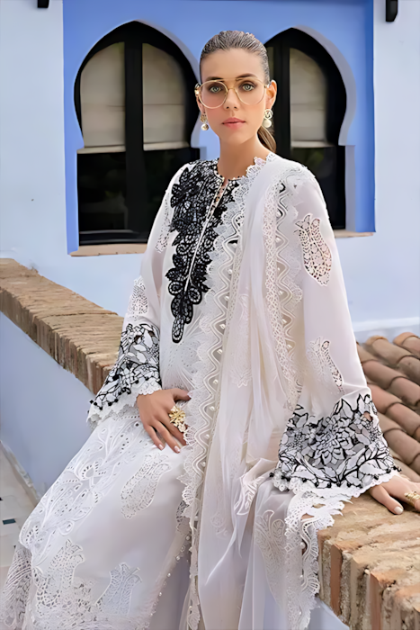 Pakistani Maria B Luxury Lawn Unstitched Three Piece - White