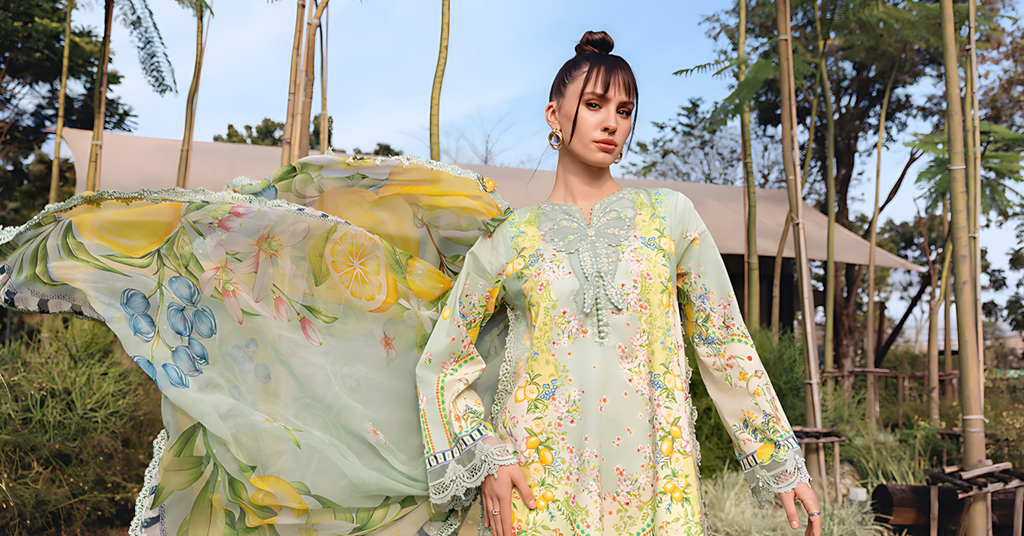 Pakistani M.Print by Maria B Lawn Unstitched Three Piece - Pistachio Green