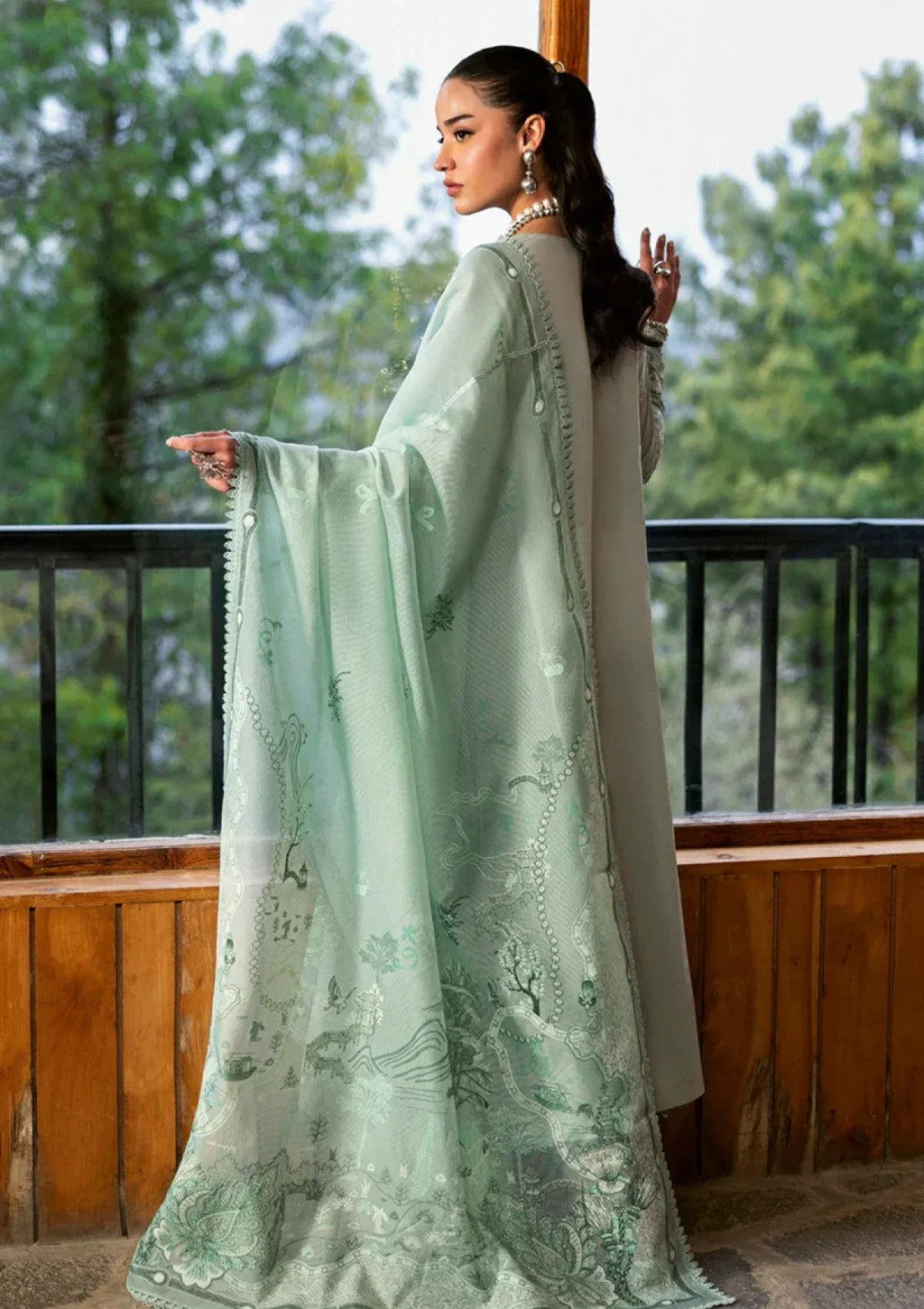 Pakistani Qalamkar Chikankari Embroidered Lawn Unstitched Three Piece