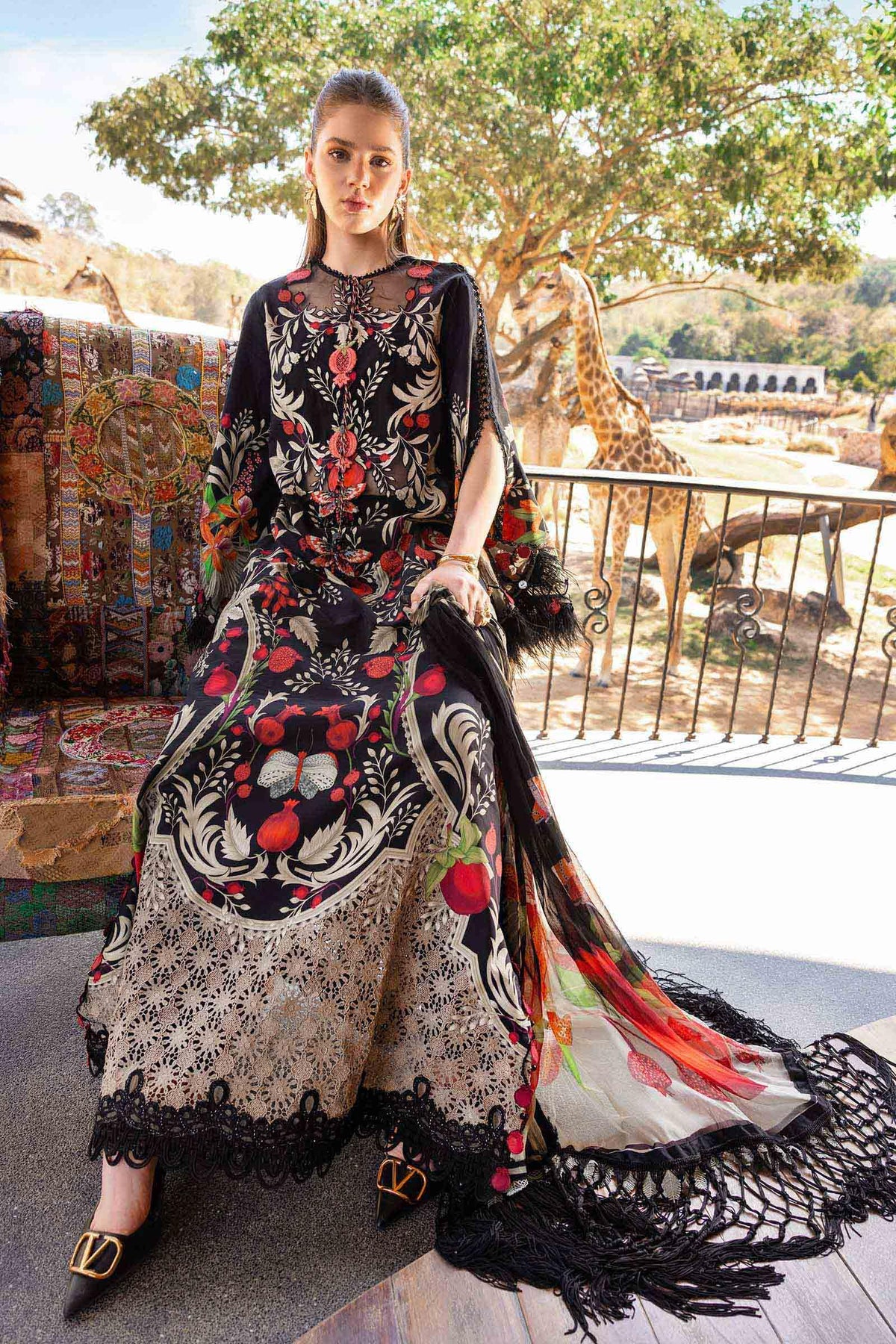 Pakistani M.Print by Maria B Lawn Unstitched Three Piece - Zeus Black
