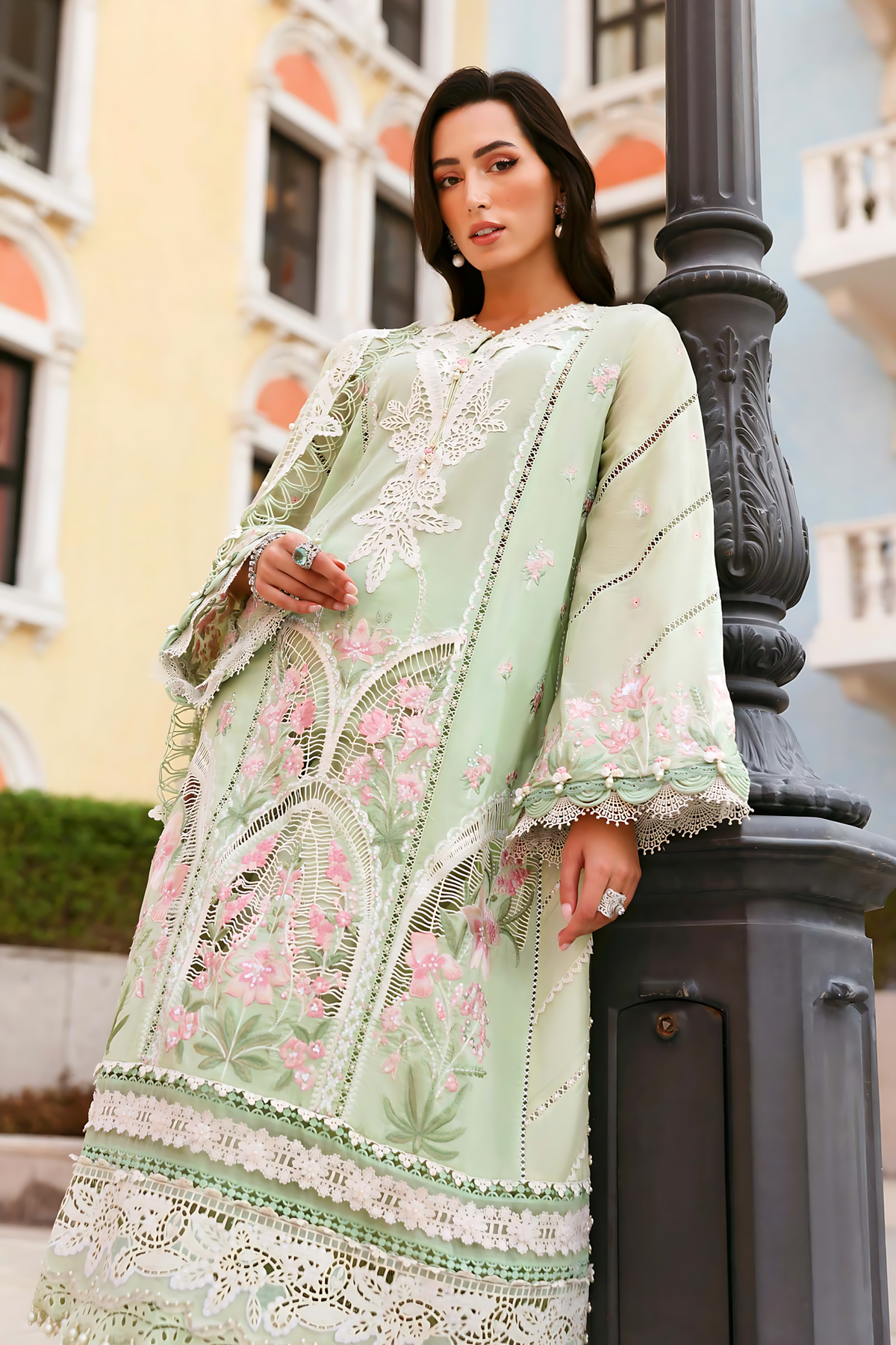 Pakistani Maria B Luxury Lawn Unstitched Three Piece - Soft Amber