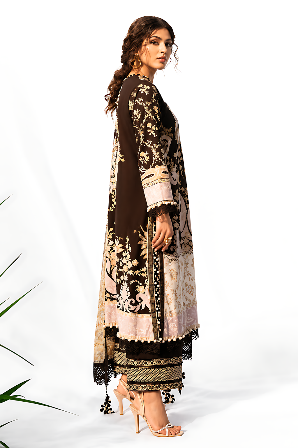 Pakistani Sana Safinaz Muzlin Unstitched Three Piece - Cocoa Bean