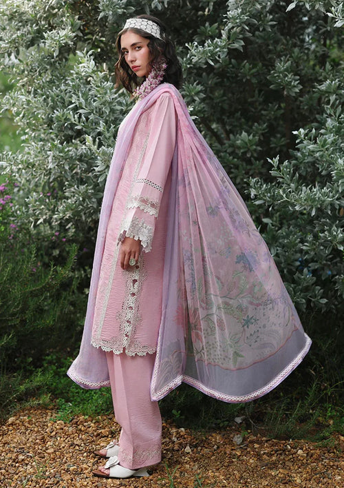 Pakistani Chikankari Embroidered Lawn Three Piece Suit - Pink