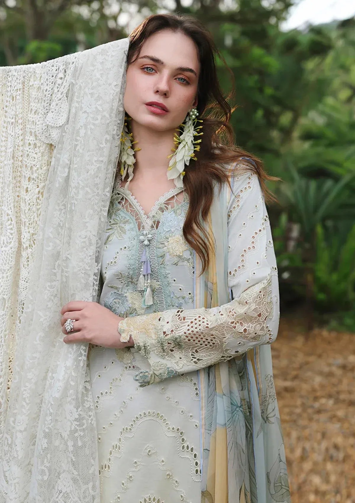 Pakistani Chikankari Embroidered Lawn Three Piece Suit - Lemon Yellow