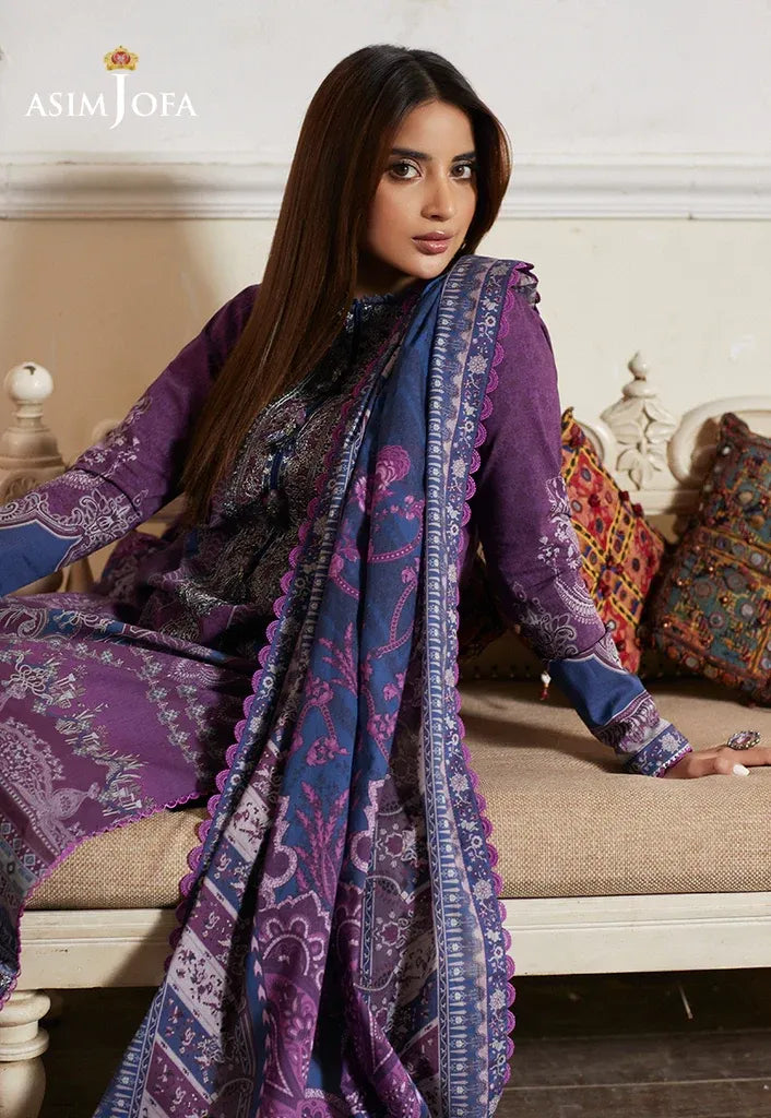 Pakistani Rania by Asim Jofa Lawn Unstitched Three Piece - Viola Purple