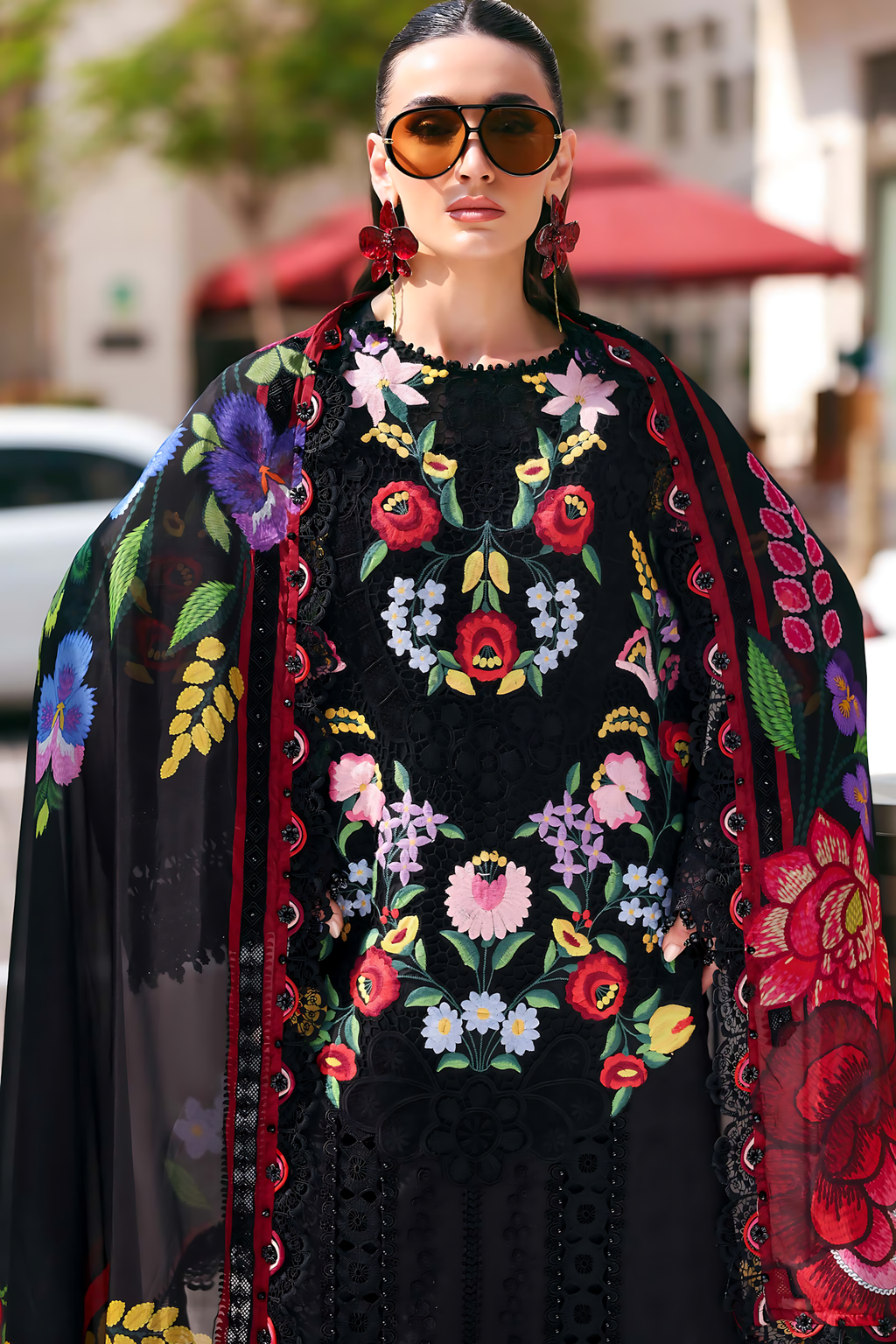 Pakistani Maria B Luxury Lawn Unstitched Three Piece - Black
