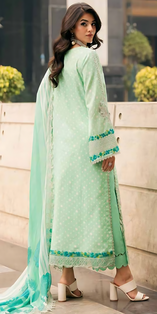 Pakistani Charizma Swiss Miss Unstitched Three Piece - Teal Mist