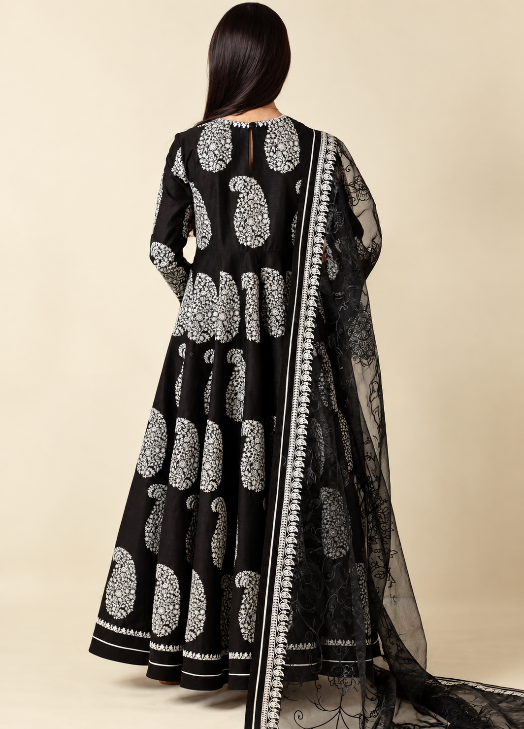 Pakistani Zara Shahjahan Lawn Unstitched Three Piece - Black