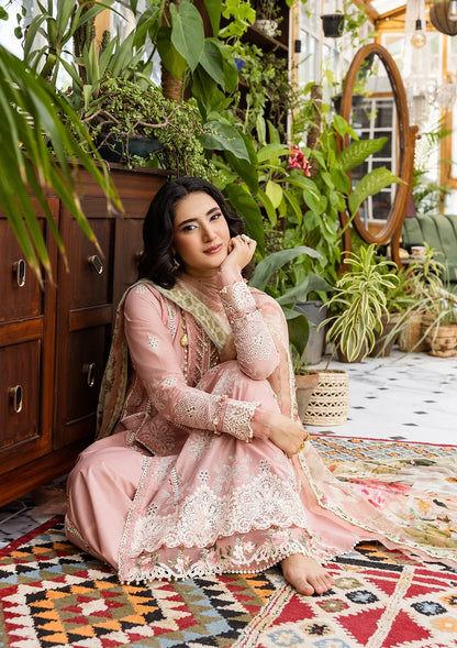 Pakistani Elaf Chikankari Embroidered Lawn Unstitched Three Piece - Forever Blush