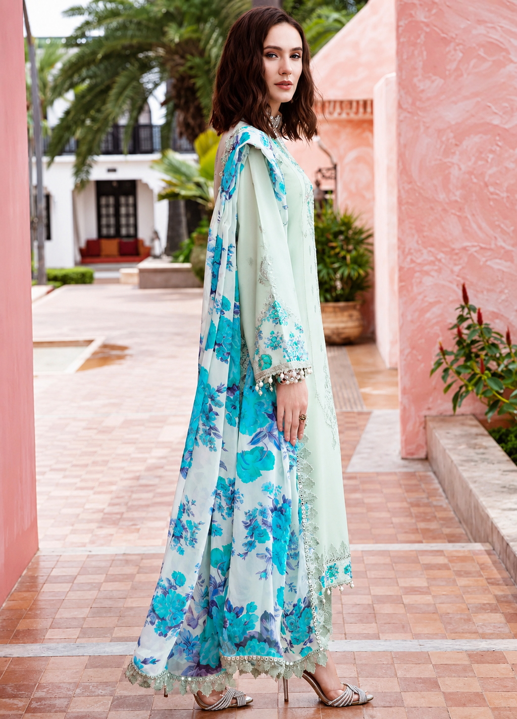 Pakistani Reem by Charizma Embroidered Unstitched Three Piece - Powder Blue
