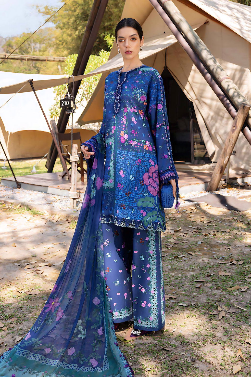 Pakistani M.Print by Maria B Lawn Unstitched Three Piece - Blue