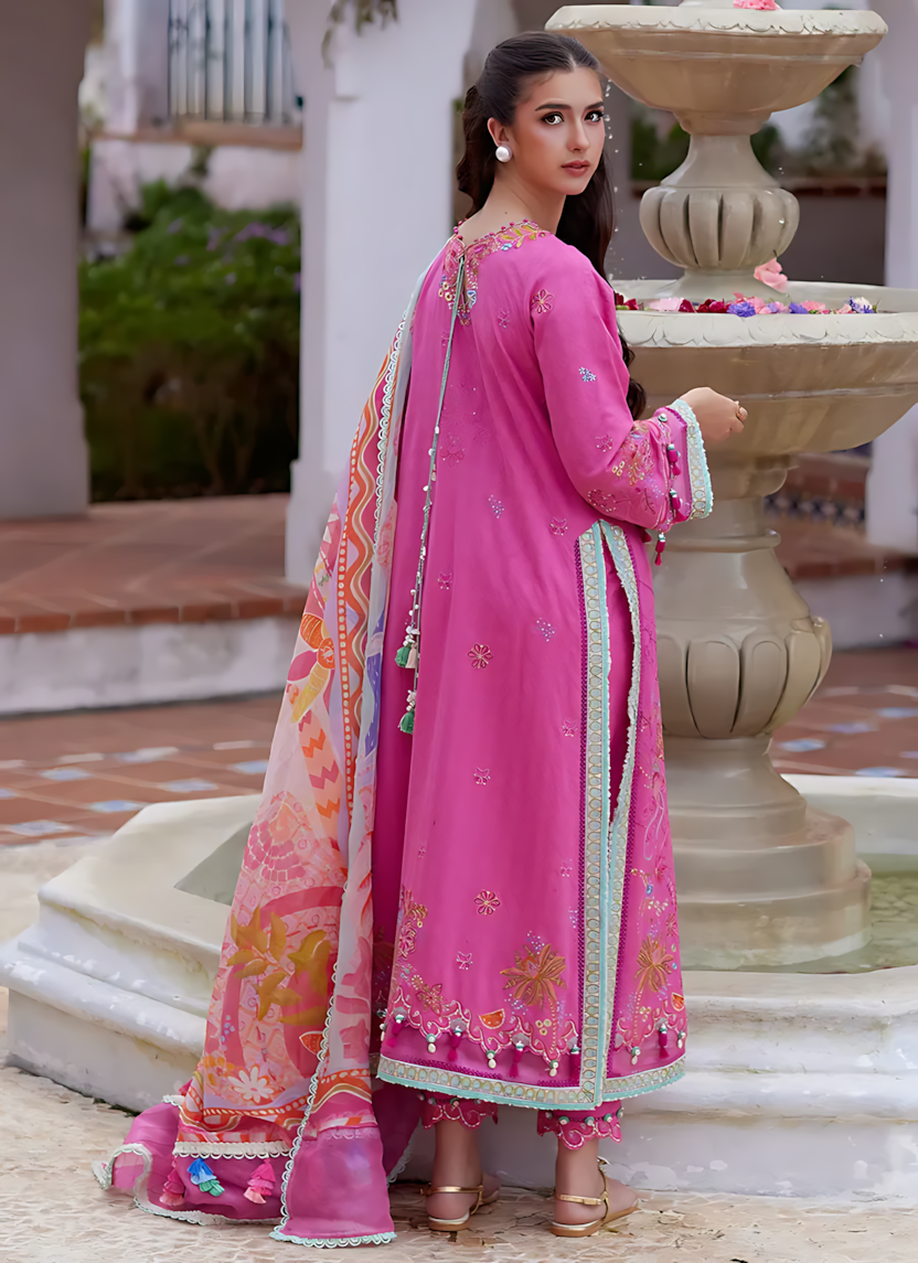 Pakistani Farah Talib Aziz Lawn Unstitched Three Piece - Pink