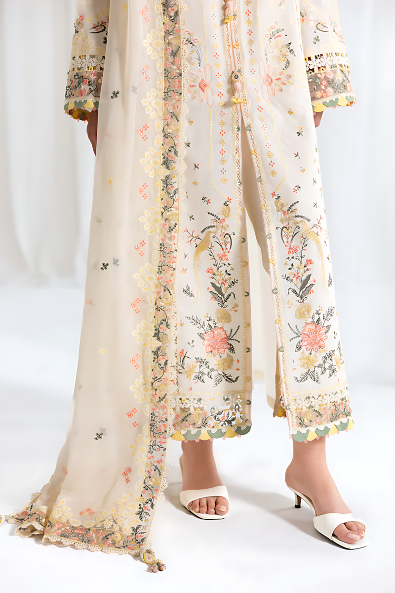 Pakistani Qalamkar Embroidered Lawn Unstitched Three Piece - Rina