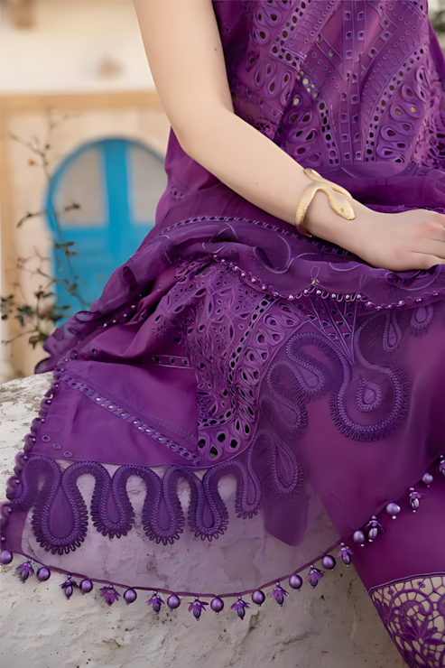 Pakistani Maria B Lawn Unstitched Three Piece - Purple