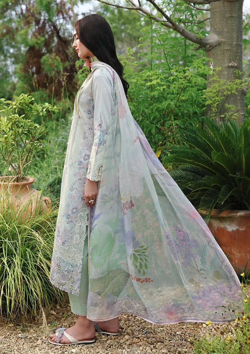 Pakistani Chikankari Embroidered Lawn Three Piece Suit - Mint Green